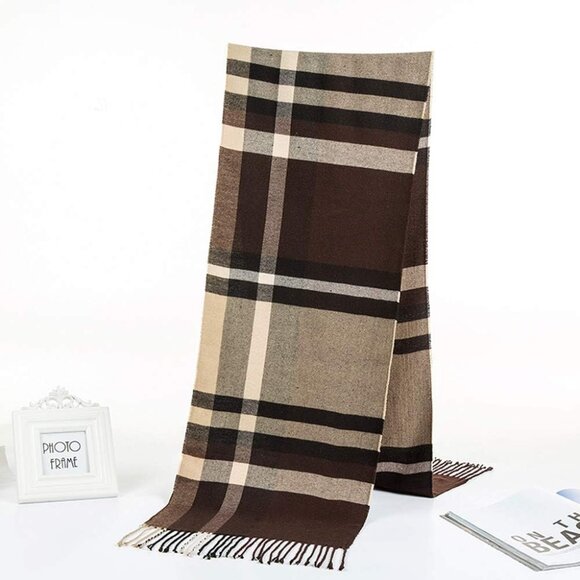 Men's Scarves Classic Arrival Winter Plaid Scarf Tassel Edge Soft Warm Scarf - Picture 2 of 2